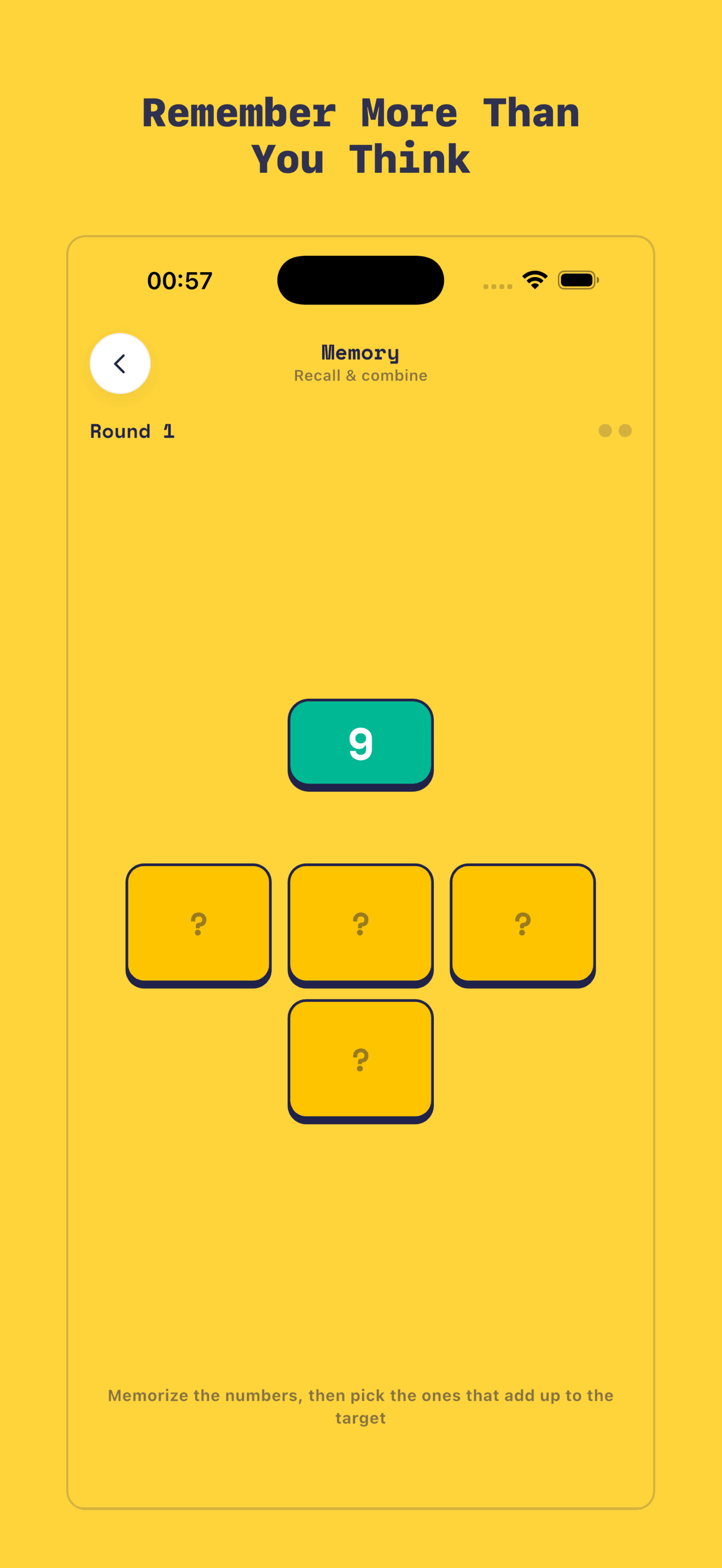 Target Recall memory game