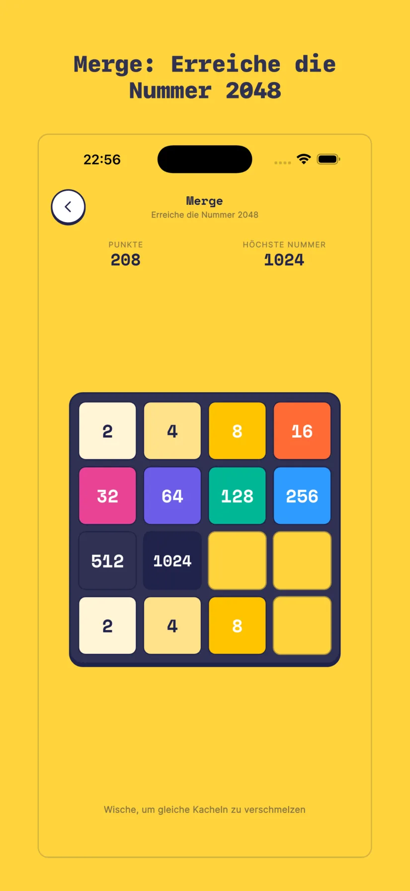 Merge-Zahlenspiel im 2048-Stil