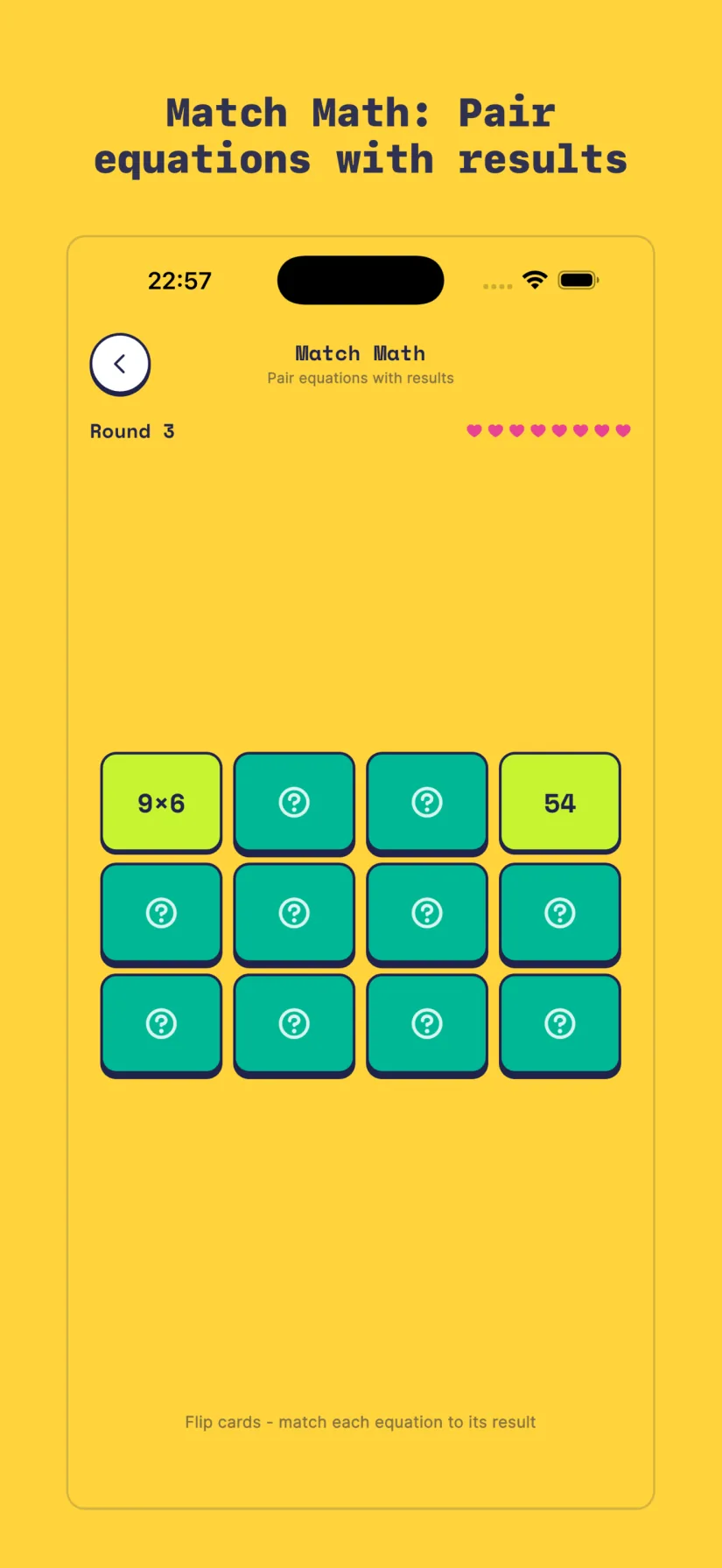 Match Math memory game