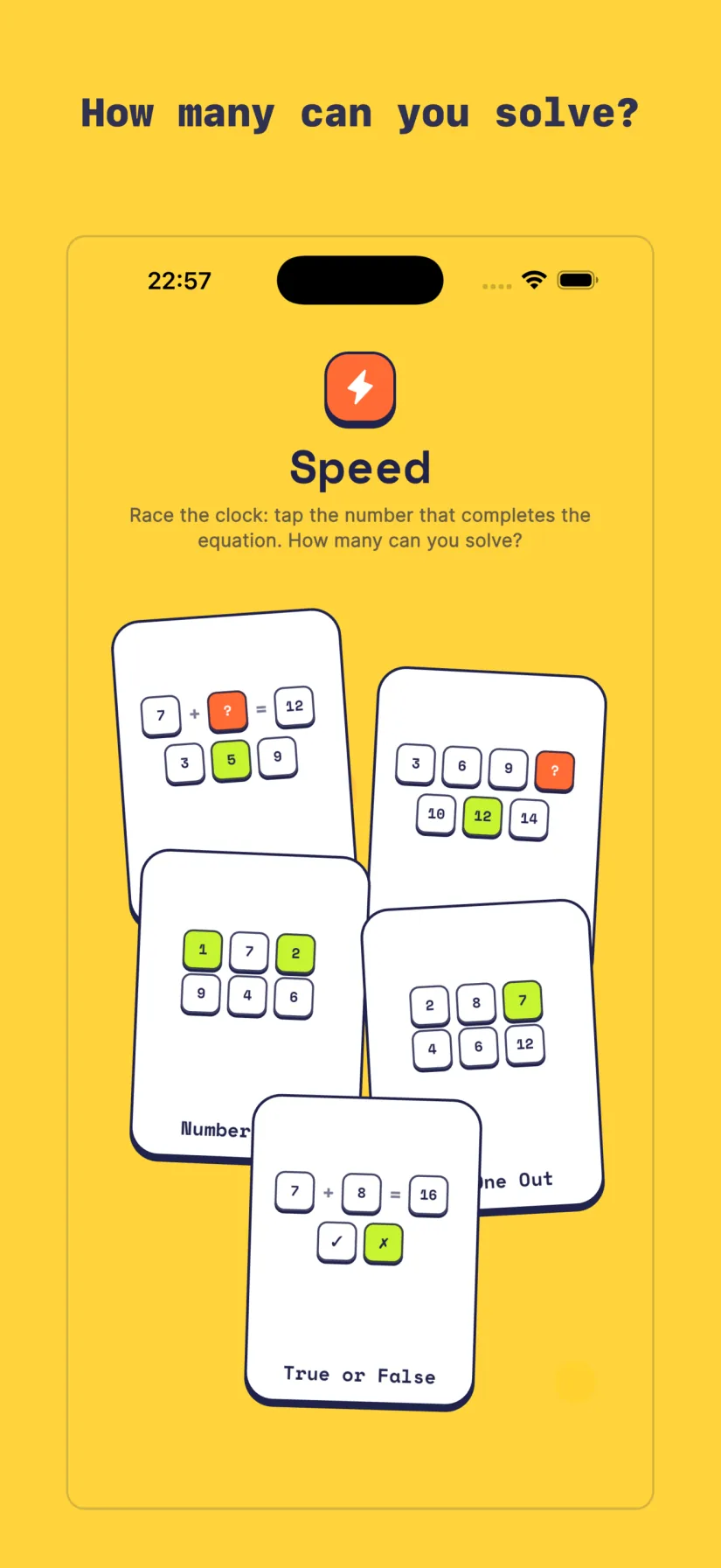 Speed mode with five fast number games