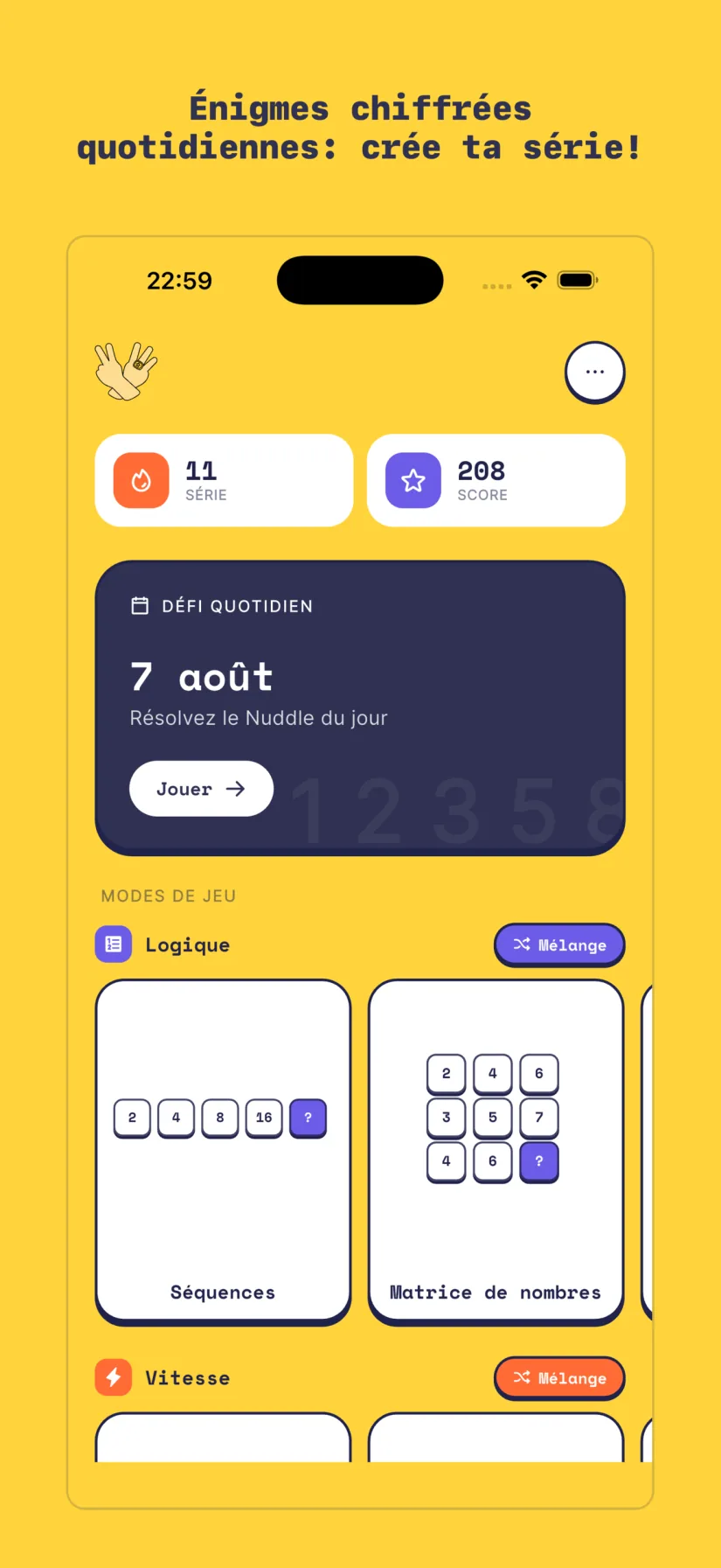 Défi quotidien. Nuddle 2.0. Logique, Vitesse, Mémoire, Détente