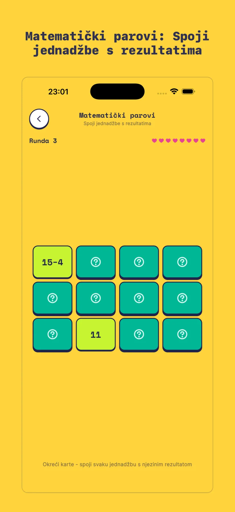 Matematički parovi: Spoji jednadžbe s rezultatima
