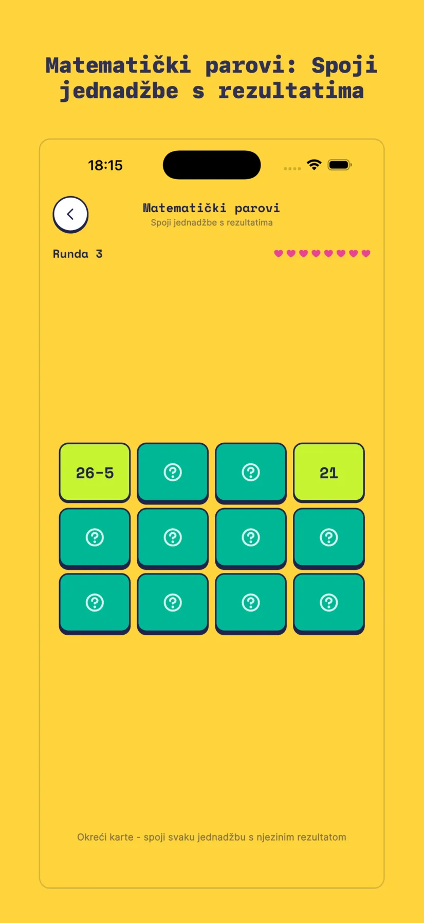 Matematički parovi: Spoji jednadžbe s rezultatima