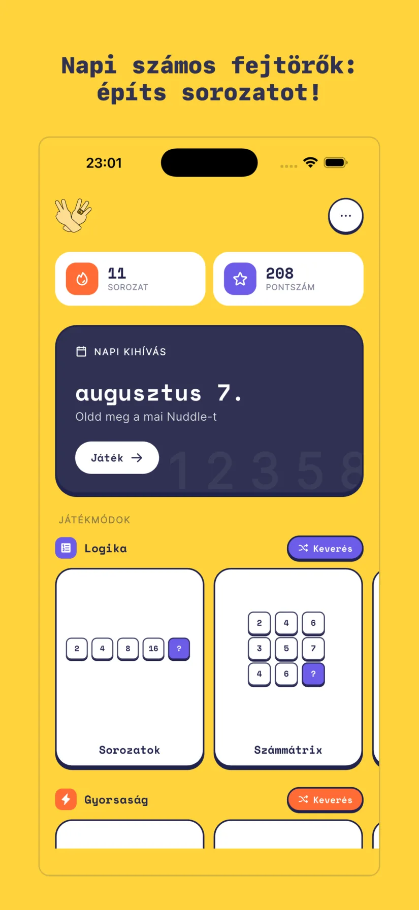 Napi kihívás. Nuddle 2.0. Logika, Gyorsaság, Memória, Laza