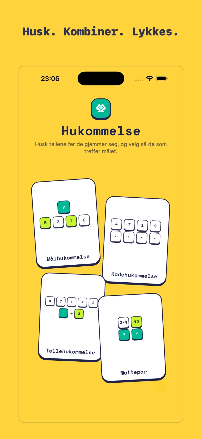 Hukommelse: Målhukommelse, Kodehukommelse, Tellehukommelse, Mattepar