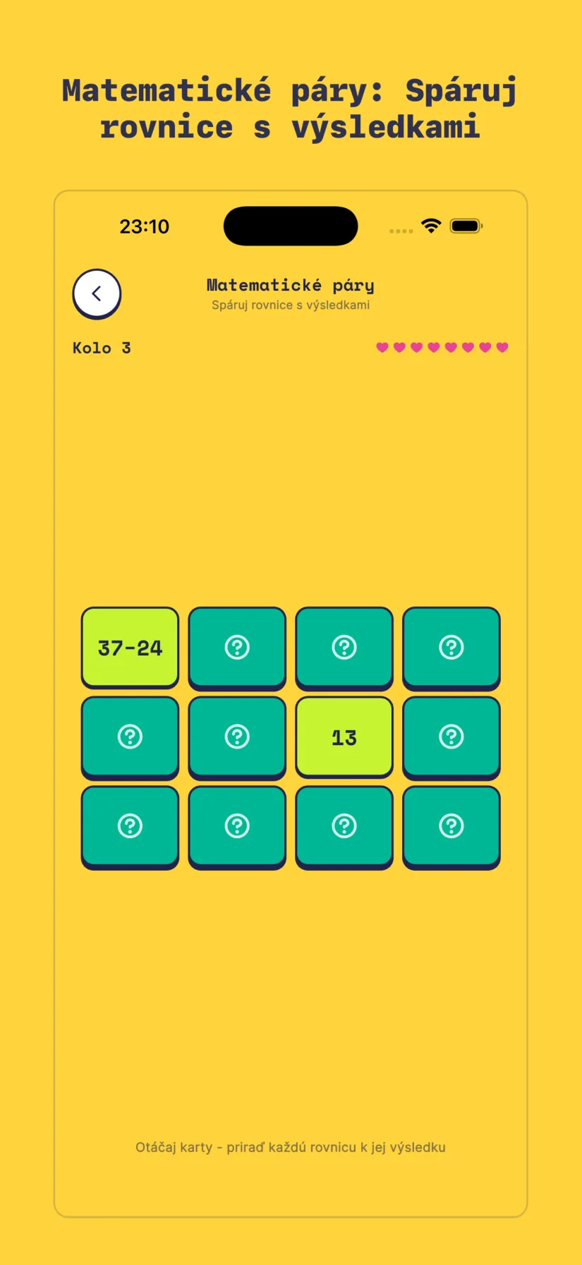 Matematické páry: Spáruj rovnice s výsledkami